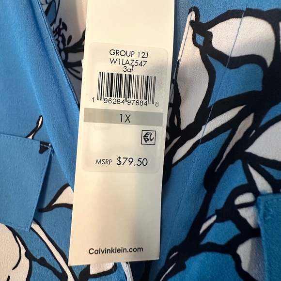 Calvin Klein turquoise with flowers.  1X. NWT - Picture 6 of 6